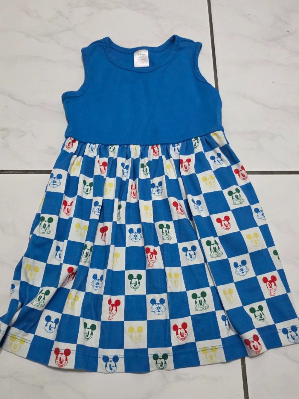 Hanna Andersson Disney Mickey Mouse Girls Dress 110 5 Blue Checkered Organic Cot